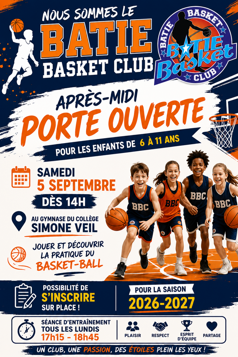 Samedi 5 septembre : Porte Ouverte pour le Mini basket et les Féminines ... l'occasion de pouvoir s'inscrire au BBC