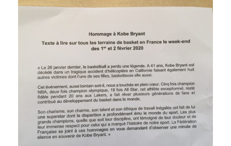 Hommage à Kobe BRYANT  Un grand moment chargé d'émotions !!!